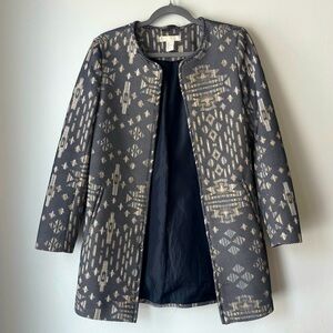 H&M Jacquard Woven Coat - Tribal Geometric Print - Size 4 Small Oversized
